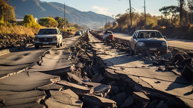 Daños en carreteras por terremoto