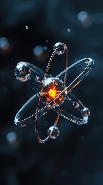 Foto danza atómica reino subatómico electrones neutrones y protones orbitan un núcleo fijo en un modelo de espacio vacío dentro de los átomos mostrando conjuntos de caminos predecibles en el intrincado mundo de la física de partículas