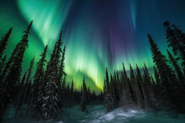 La danza celestial de las luces boreales Aurora magica generativa IA