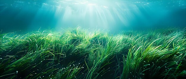 Foto danza con gracia hierba marina balanceándose en las corrientes oceánicas concepto danza oceánica hierba marina elegancia movimiento submarino ritmos fluyentes