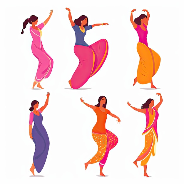 Foto danza india ilustración vectorial de la danza de la dama india