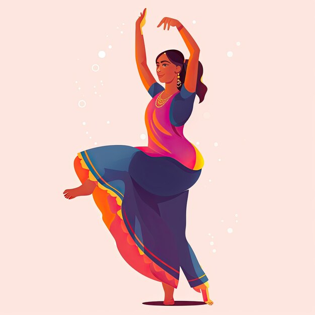 Foto danza india ilustración vectorial de la danza de la dama india