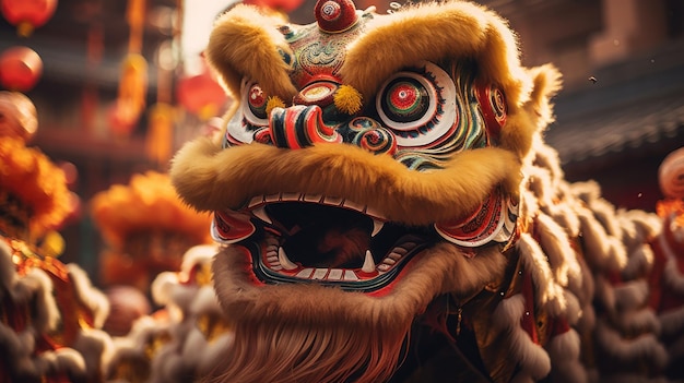 La danza del león de la cabeza en las culturas chinas