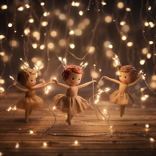 La danza de las luces de las hadas navideñas