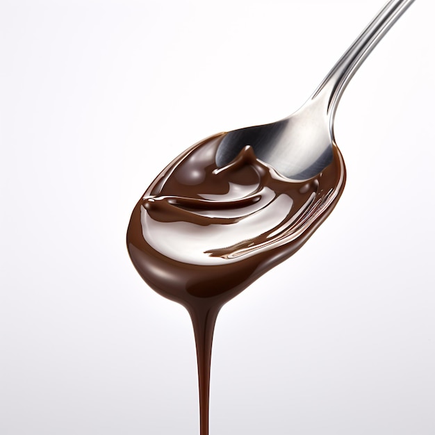 Danza de luces y sombras, remolinos de crema de chocolate contra un fondo luminoso