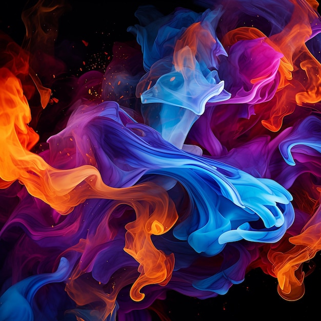 Foto la danza mística del fuego y el humo en colores vívidos