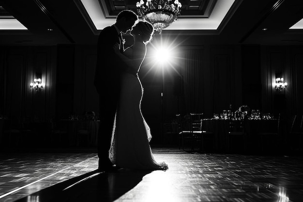 una danza de la novia y el novio en su recepción de bodas