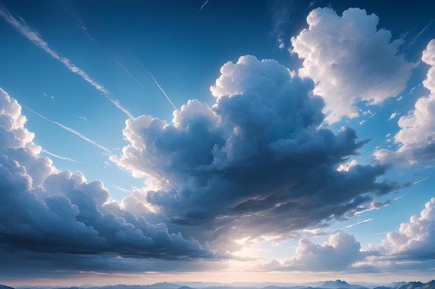 La danza de las nubes en un hermoso cielo azul