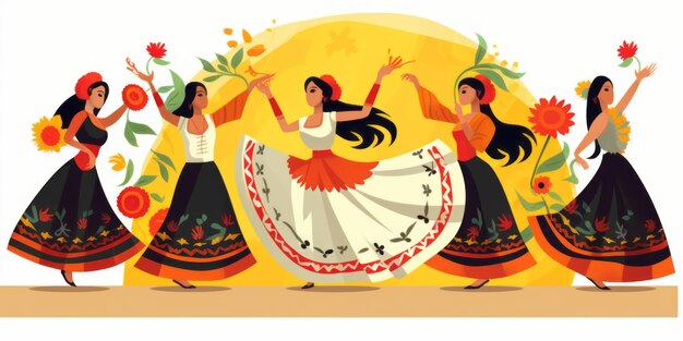 Danza tradicional mexicana Traje de Tehuantepec Ilustración vectorial