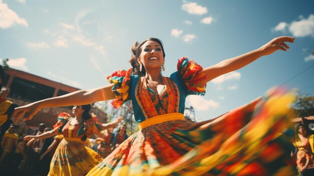 Danzantes folclóricos colombianos durante una fiesta tradicional