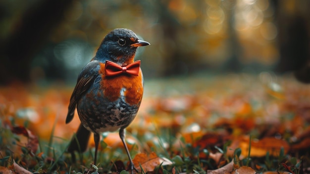 Foto dapper bird se pavonea en el conjunto de diseñadores generative ai