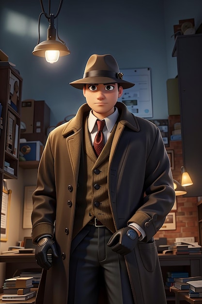 Dapper Detective Zeichentrickfigur mit 3D-Animation