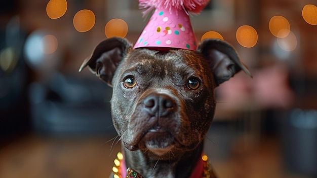 Dapper Pitbull Welpe in Partykleidung