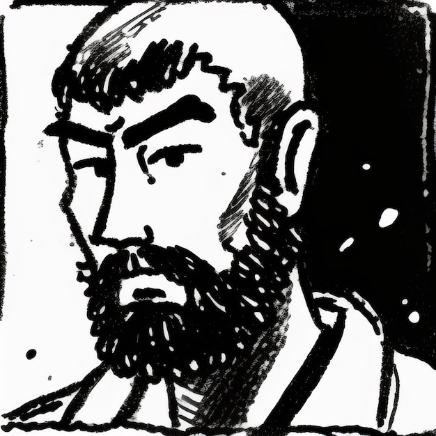 Foto dappled noir comic art um homem de desenho animado com barba