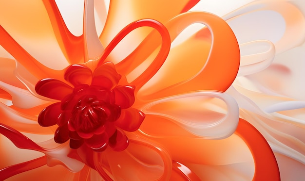 Darauf befindet sich eine große orangefarbene Blume mit weißen Blütenblättern. Generative KI