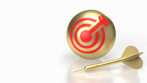 El dardo dorado y la bola objetivo o concepto de negocio renderización 3D
