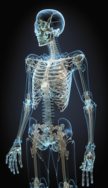Dargestellt ist ein Skelett mit dem Wort Skeleton auf der Vorderseite.