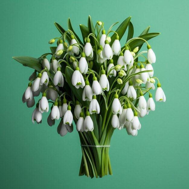 Darin befindet sich eine Vase mit einem Strauß weißer Blumen