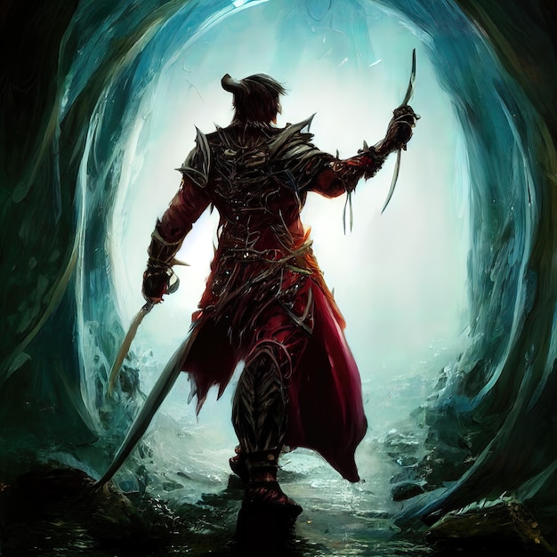 Dark berserk demon knight ilustração de pintura de fantasia escura