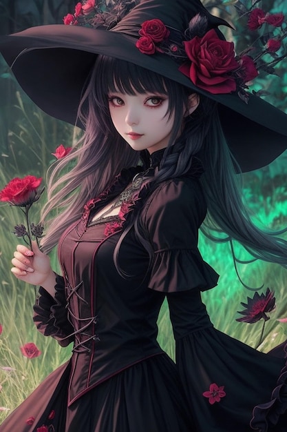 Dark Fantasy Aura Dynamic Anime Witch Artwork