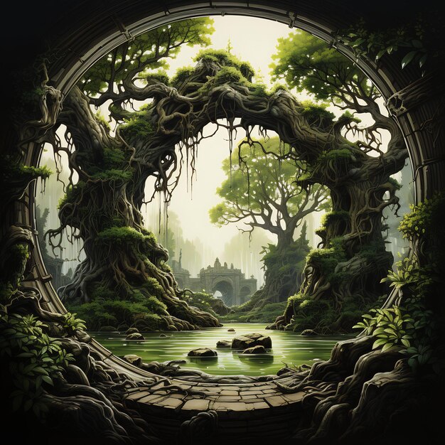 Dark World Tree y Discover a Captivating Masterpiece Venture Book Cover Wall Art POD Epic Beauty