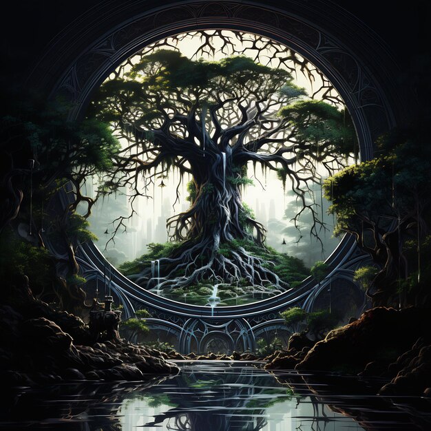 Dark World Tree und Discover a Fesselndes Meisterwerk Venture Book Cover Wall Art POD Epic Beauty