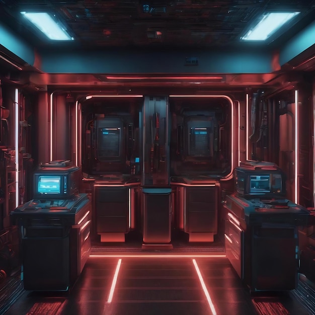 Foto darkroom sci-fi moderna renderização 3d