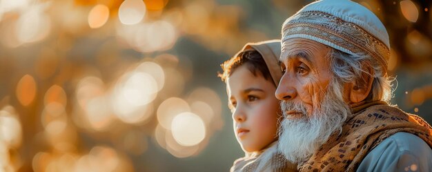 Foto darstellen sie einen ältesten, der während des ramadan generationsweisheit und spirituelle führung vermittelt.