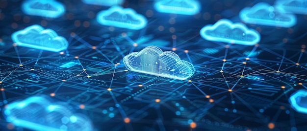 Darstellung der Skalierbarkeit eines Cloud-Computing-Systems, die ein dynamisch wachsendes Netzwerk veranschaulicht, um erhöhte Daten in Echtzeit zu verarbeiten