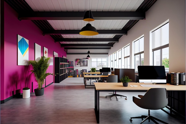 Darstellung des Innenraums des Arbeitsraums im Büro von Viva Magenta Co