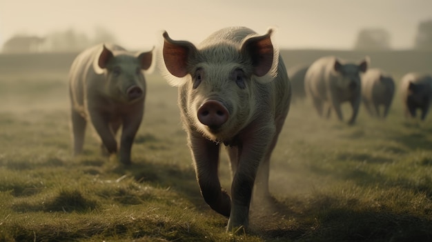 Foto darstellung einer schweineherde