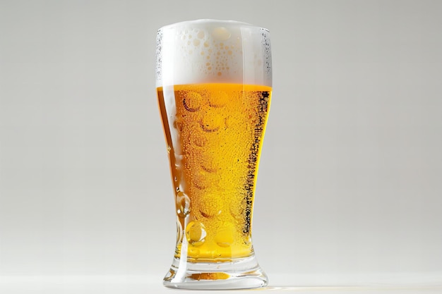 Darstellung eines Glases voller Bier vor einem weißen Hintergrund