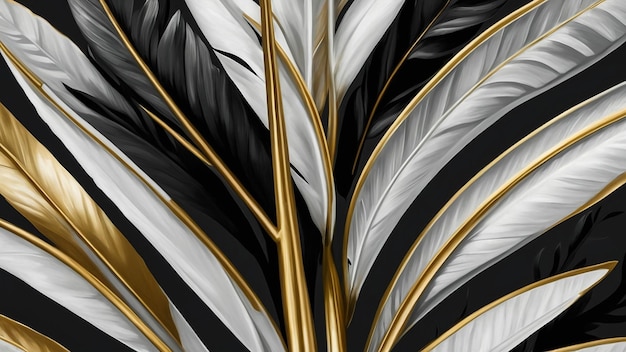 Darstellung eines nahtlosen Musters mit leuchtend glänzenden goldenen Blättern oder Blumenvektoren