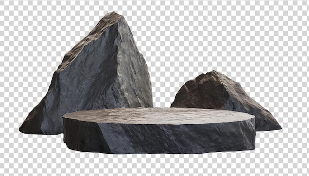 Darstellung eines steinernen Podiums, das auf durchsichtigem Hintergrund isoliert ist