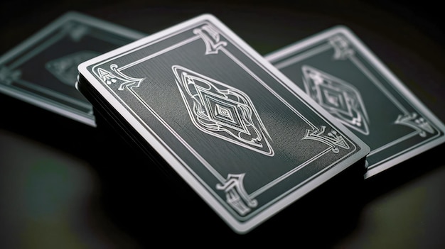 Foto darstellung von spielkarten auf schwarzem hintergrund mit geringer schärfehöhe