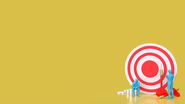 El dartboard y las monedas para el concepto de negocios renderización 3D