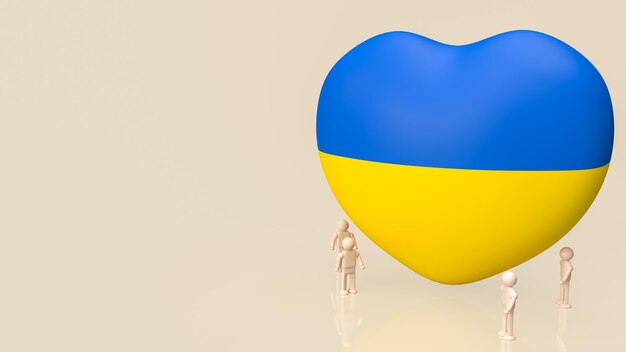 Das 3D-Herz Betet und die Holzfigur Für den Frieden in der Ukraine und rettet die Ukraine vor Russland