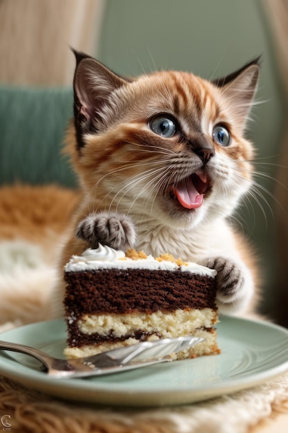 Das Adorable Siamese Kitten's Cake Adventure Ein Blick auf die Überraschung