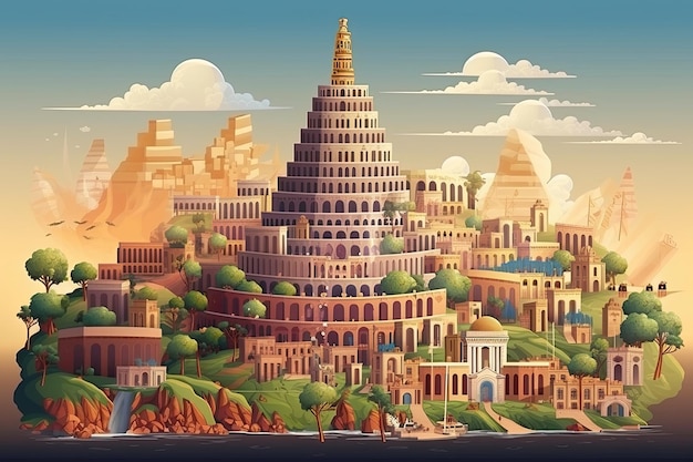 Foto das alte babylon mit dem turm zu babel