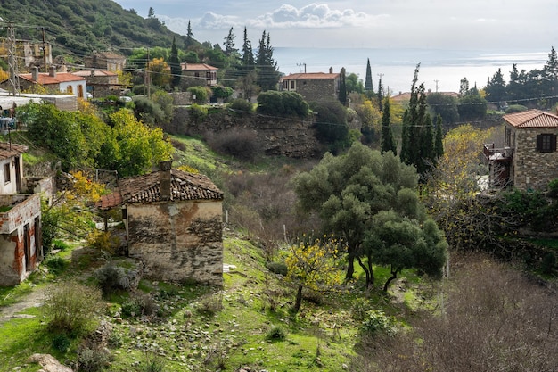 Das alte Dorf Doganbey im Bezirk Soke in der Provinz Aydin und seine Steinhäuser mit ihrer authentischen Architektur