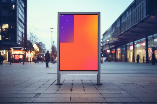 Das Ambiente trifft die leere Leinwand Ein leerer vertikaler Straßenplakatstand AR 32