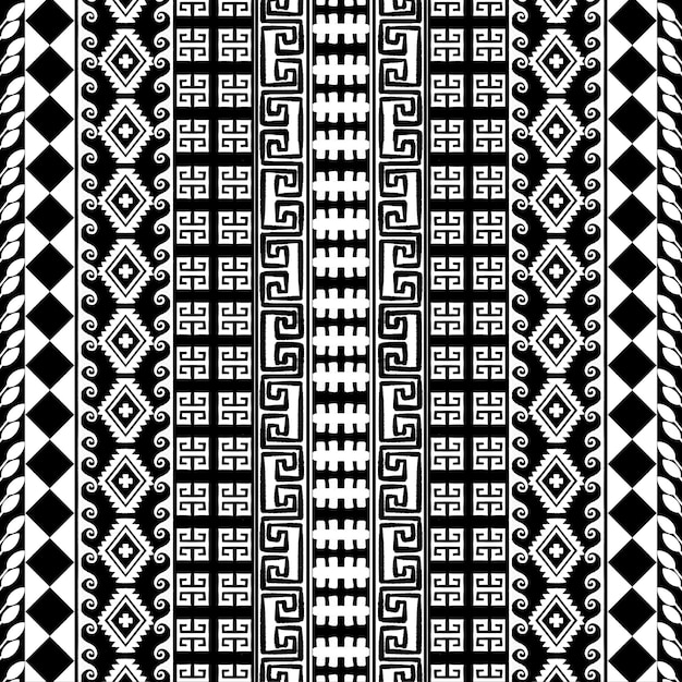 Das amerikanische ethnische Stammesstoffmuster weist einen unverwechselbaren geometrischen Stil auf, der sich ungewöhnlich vermischt