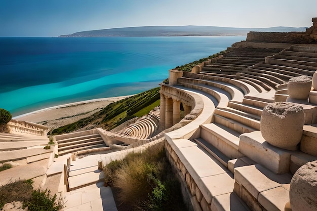 Das antike griechische Theater liegt an der Küste der Insel Korfu.