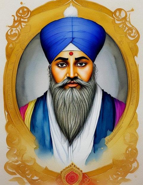 Foto das aquarellbild von guru nanak