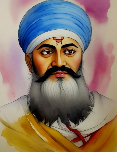 Foto das aquarellbild von guru nanak