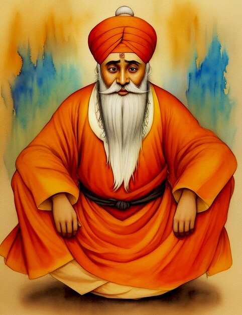 Foto das aquarellbild von guru nanak