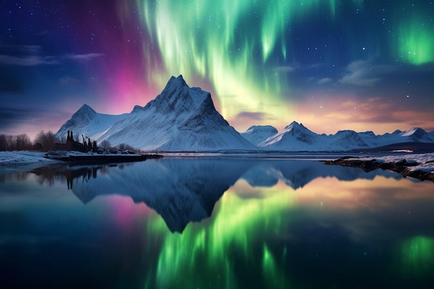 Foto das atemberaubende aurora borealis in der arktis