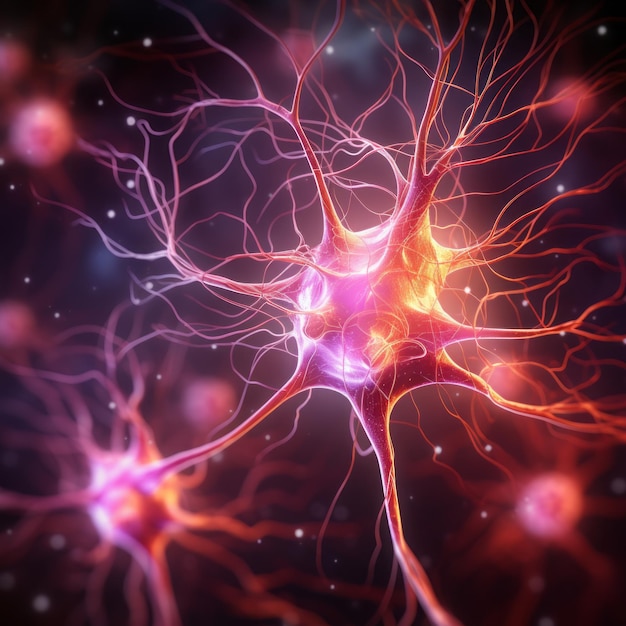 Das auffallende Bild von Hirnneuronen in einem schillernden rosa Farbton