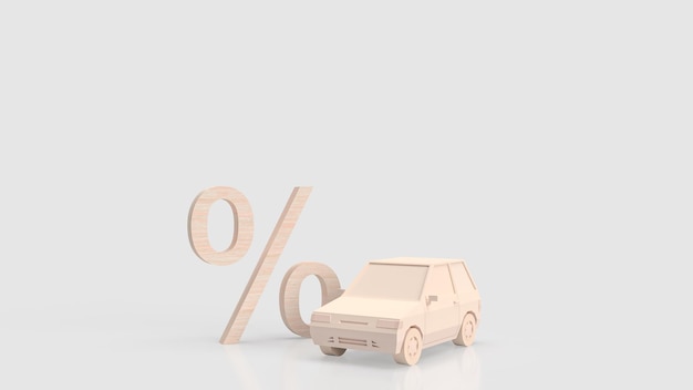 Das Auto- und Prozentsatzsymbol für Automotive Finance Concept 3D-Rendering