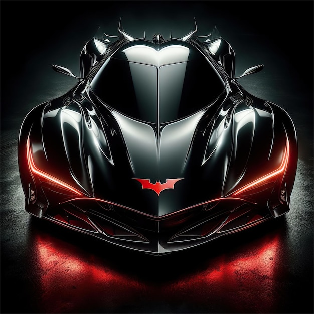 Das Batmobile isoliert auf schwarzem Hintergrund